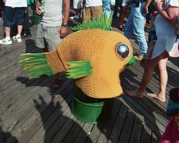 Fish Head Hat on Barrel