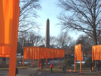 Cleopatra's Needle in Central Park with The Gates