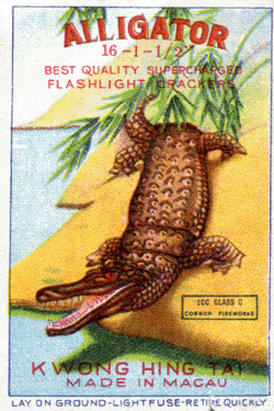 Firecracker label with alligator