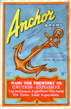 Firecracker label with anchor