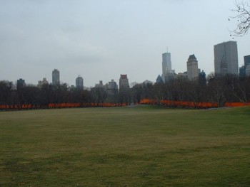 View of The Gates at south end of Central Park, facing west