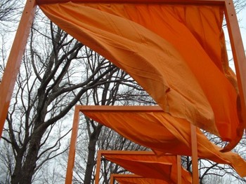 View of The Gates at south end of Central Park, facing west